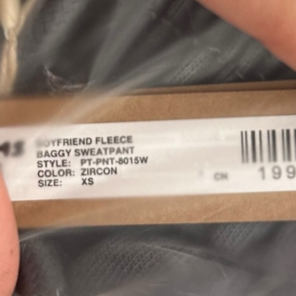 Skims Kim Kardashian Boyfriend Fleece Baggy Straight Leg Sweatpant Zircon Sz XS - Picture 9 of 9